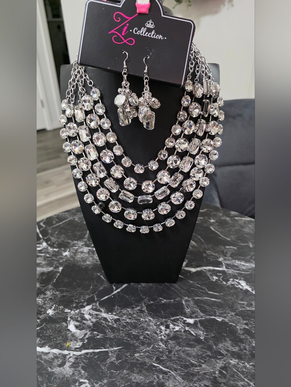 Paparazzi Zi Crystal Multi-Strand Necklace and Earring Set